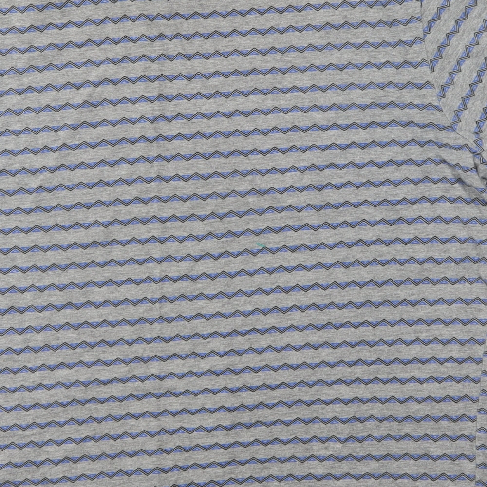 GBeorge Mens Grey Geometric Cotton T-Shirt Size S Crew Neck