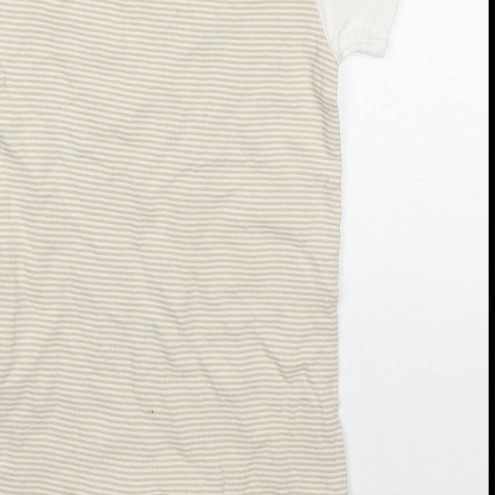 Mini Mode Baby Beige Striped Cotton Romper One-Piece Size 6-9 Months Button - Tilly The Tiny Elephant
