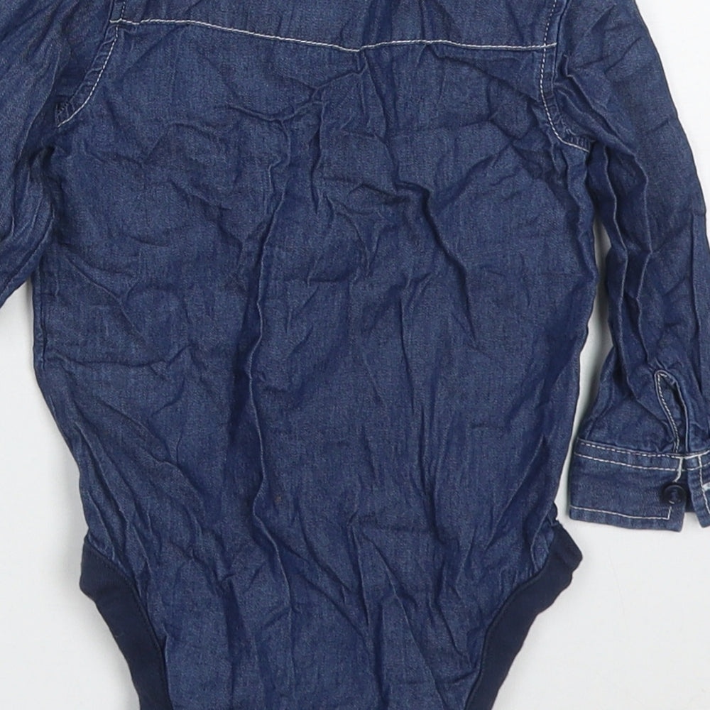 Primark Boys Blue Cotton Babygrow One-Piece Size 6-9 Months Button