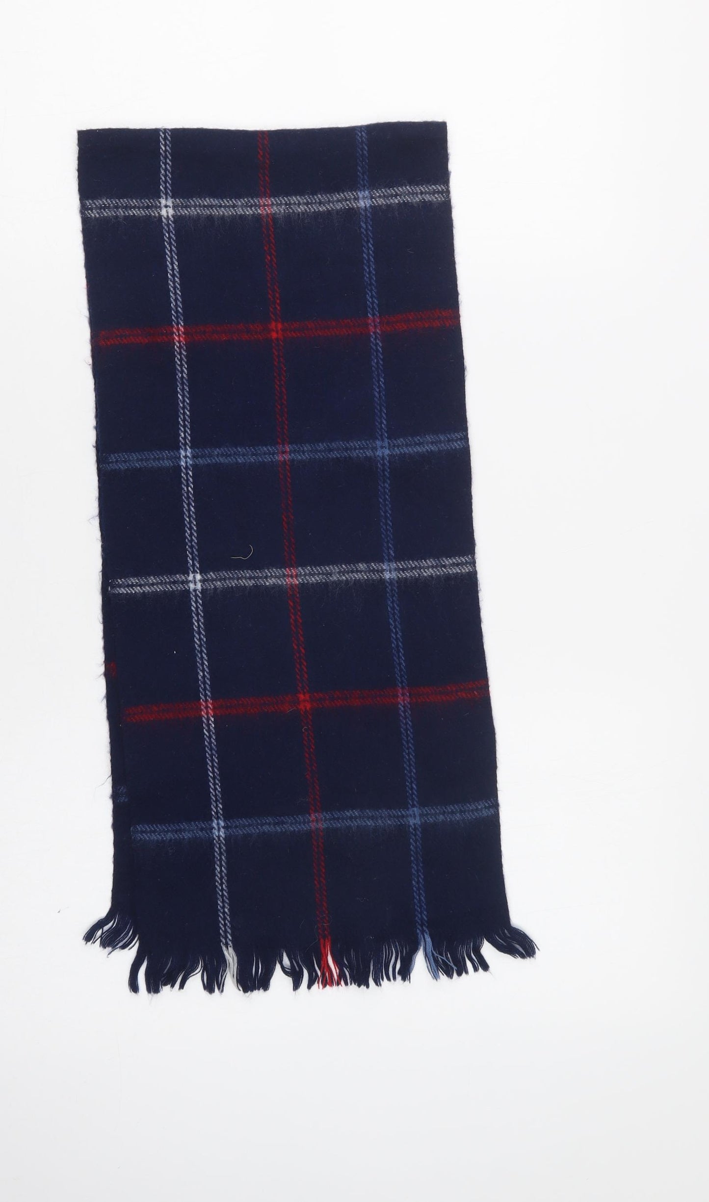 Preworn Boys Blue Check Acrylic Scarf One Size