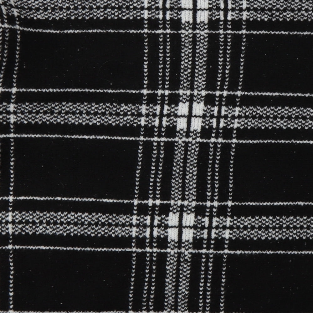 Marks and Spencer Womens Black Crew Neck Check Acrylic Pullover Jumper Size S