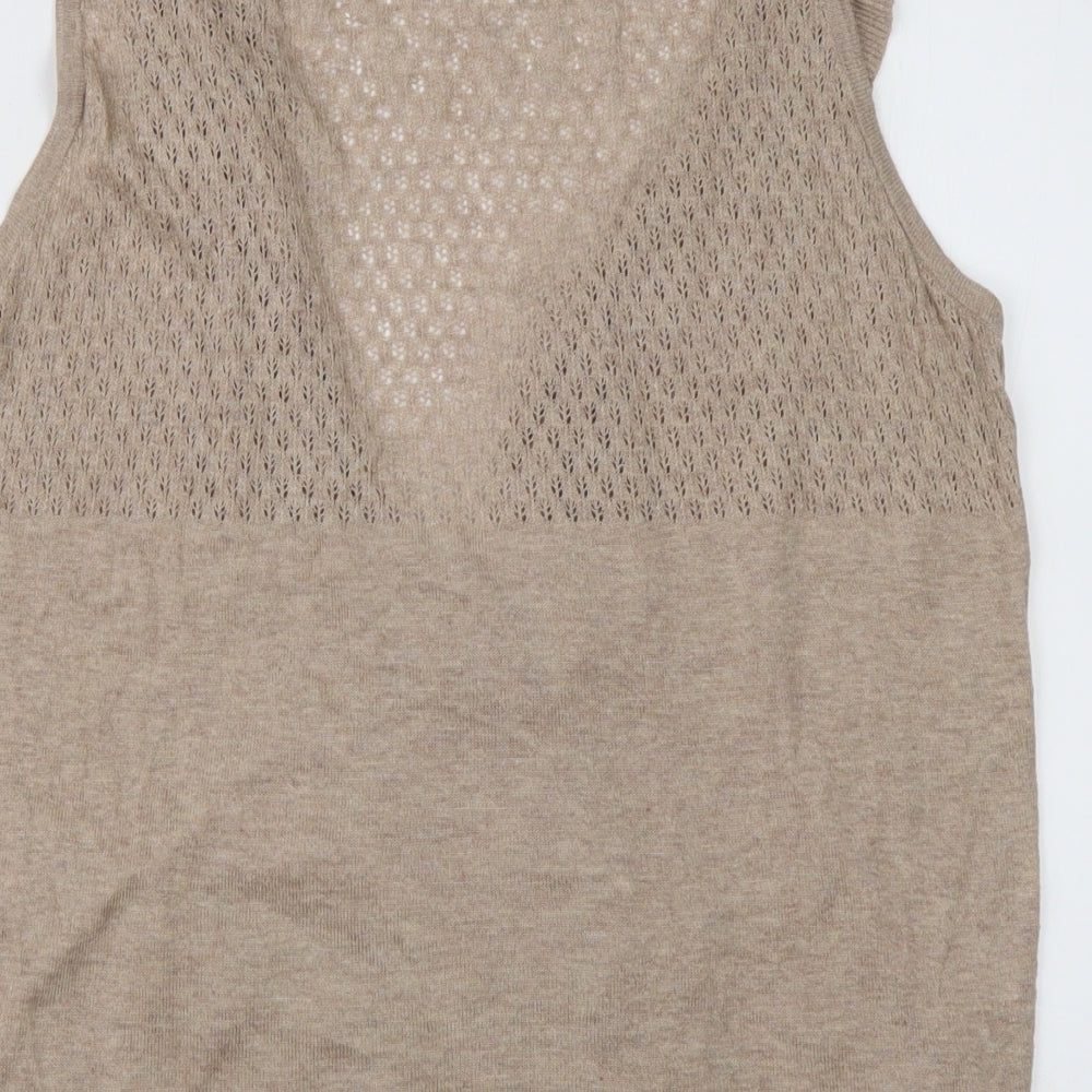 New Look Womens Brown V-Neck Coir Cardigan Jumper Size 16