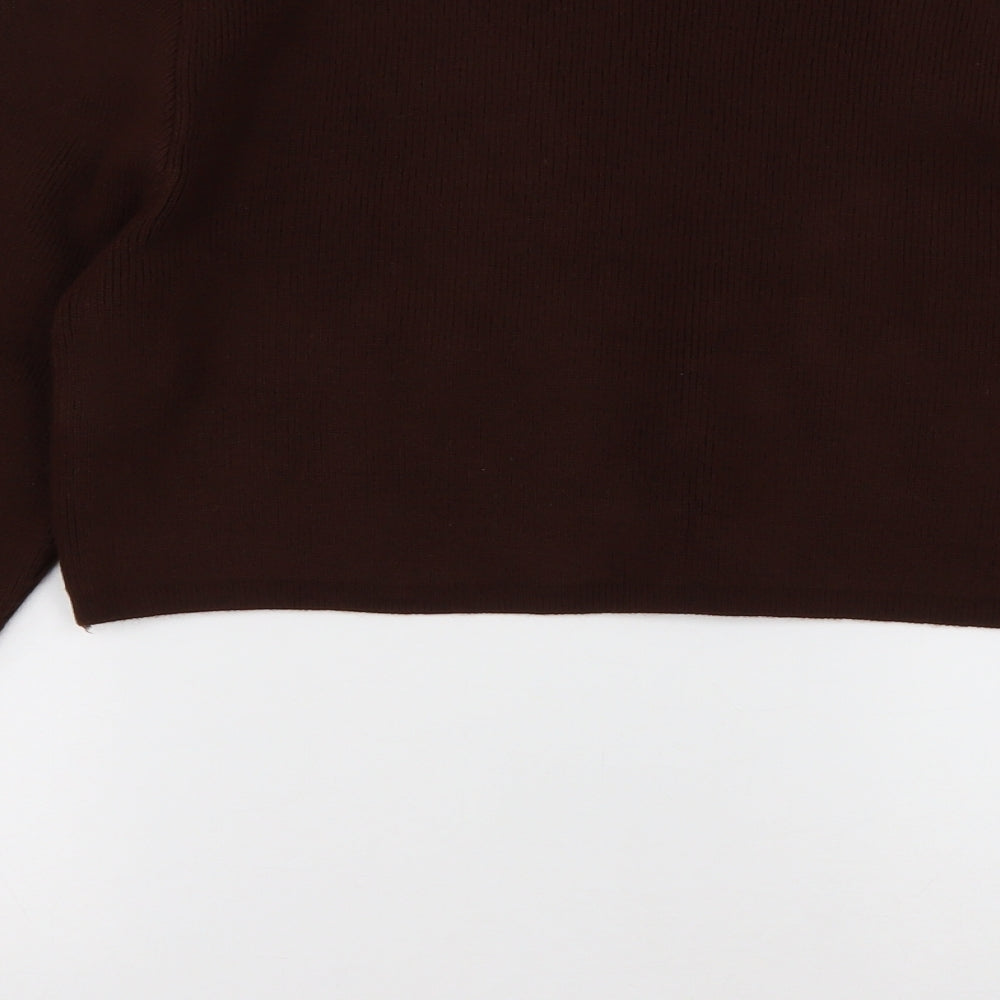 Topshop Womens Brown V-Neck Acrylic Cardigan Jumper Size XL