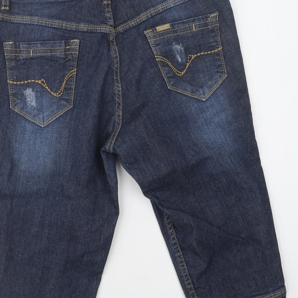 KRS Jeans Womens Blue Cotton Chino Shorts Size M L15 in Regular Button