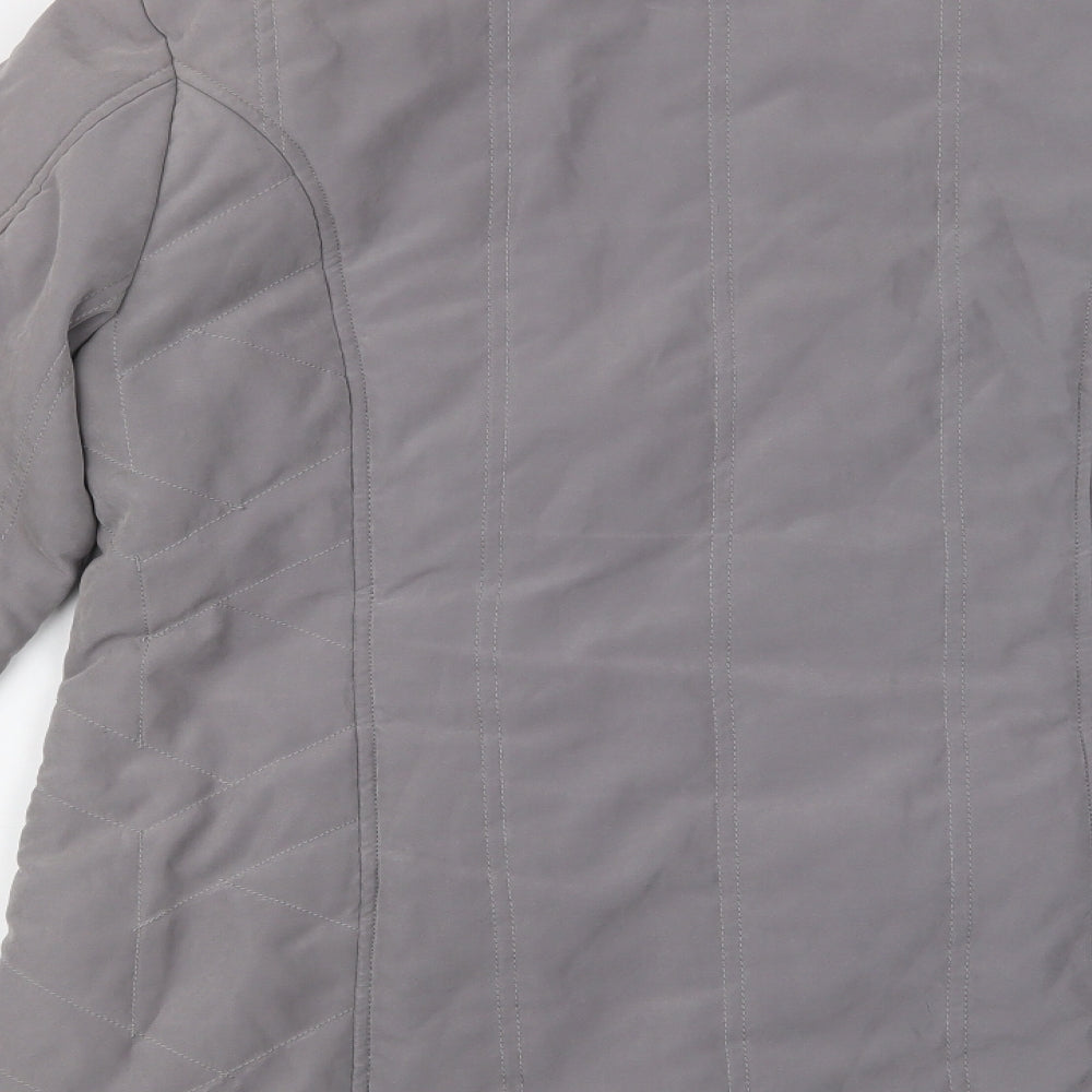Authentic Womens Grey Quilted Jacket Size M Zip