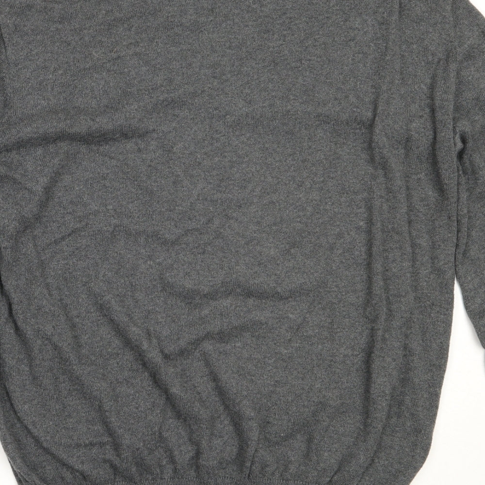 Jeff Banks Mens Grey V-Neck Cotton Pullover Jumper Size M
