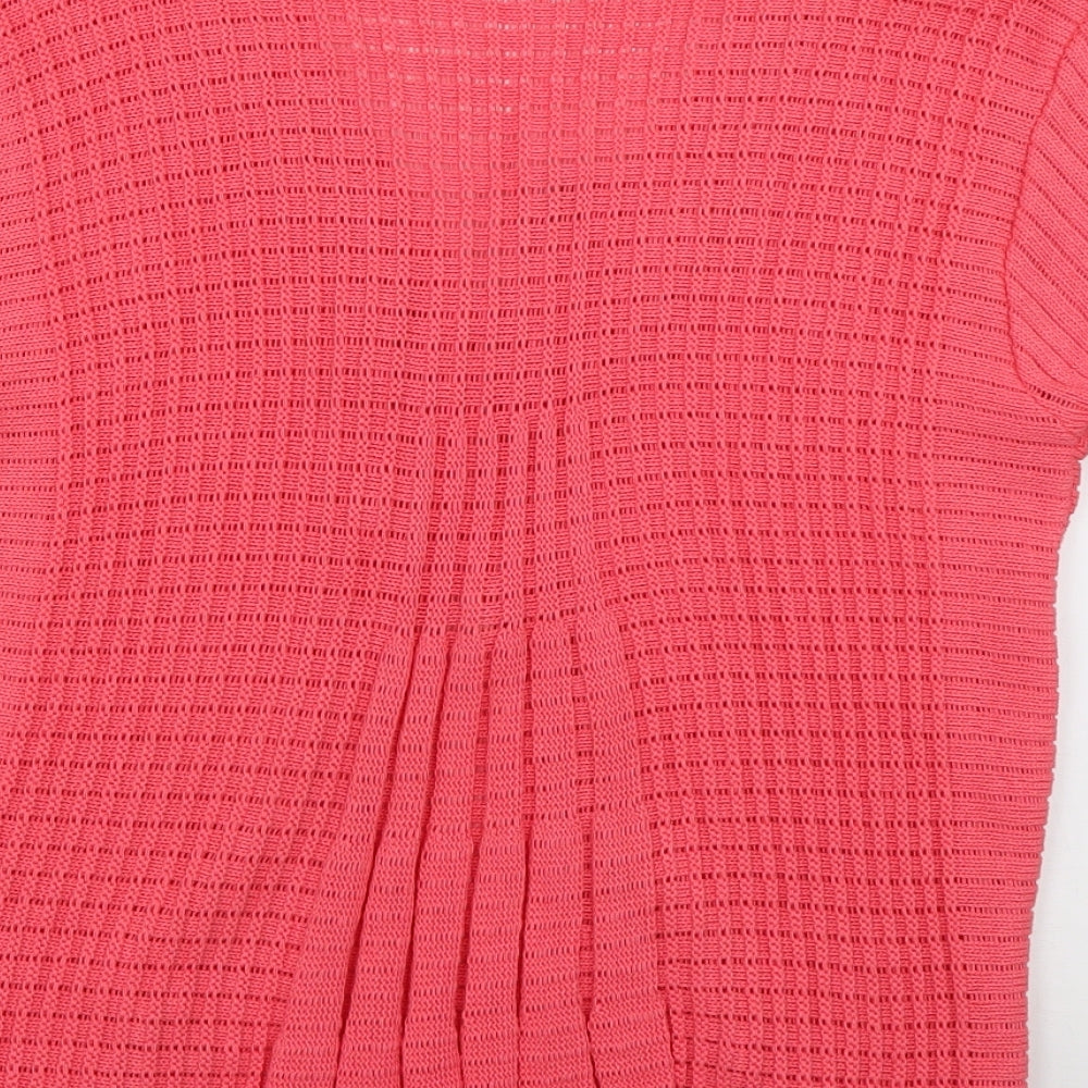 Glamour Womens Pink V-Neck Acrylic Cardigan Jumper Size L