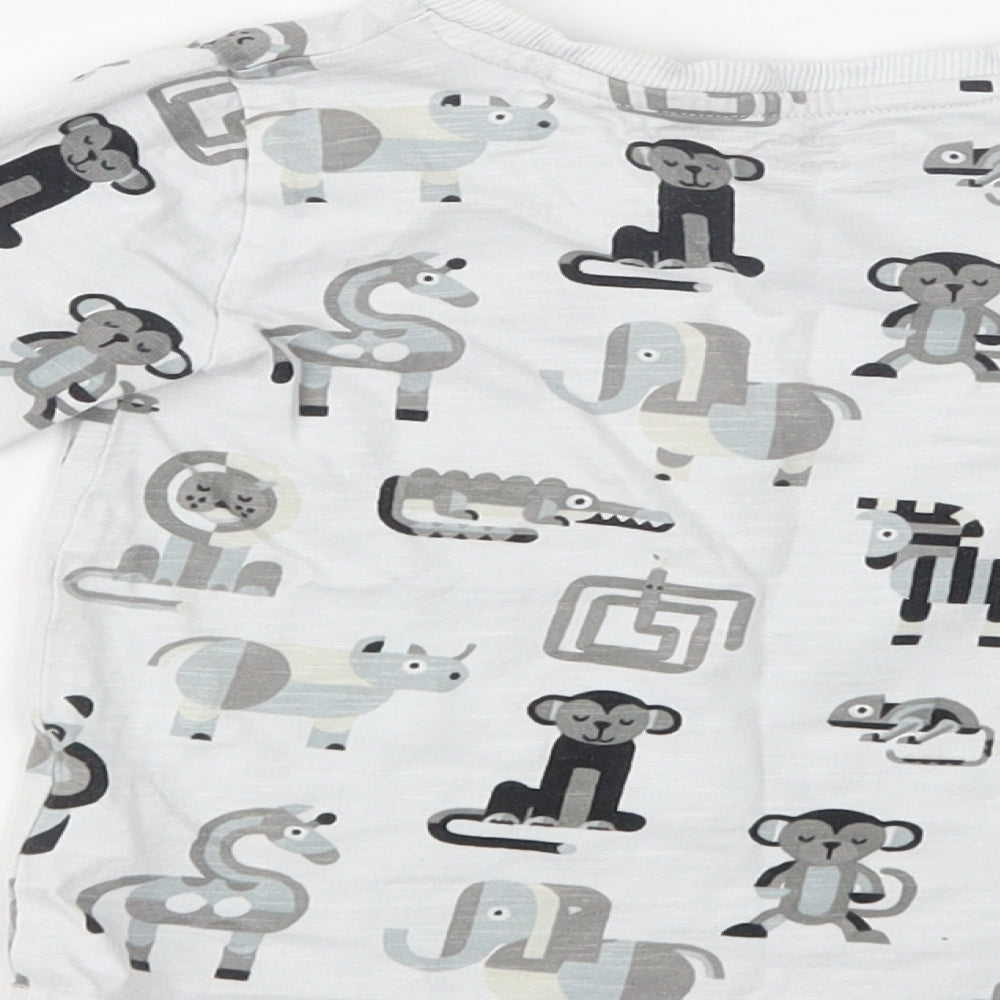 NEXT Baby Grey Geometric Cotton Basic Blouse Size 12-18 Months Crew Neck - Cute Animals Print