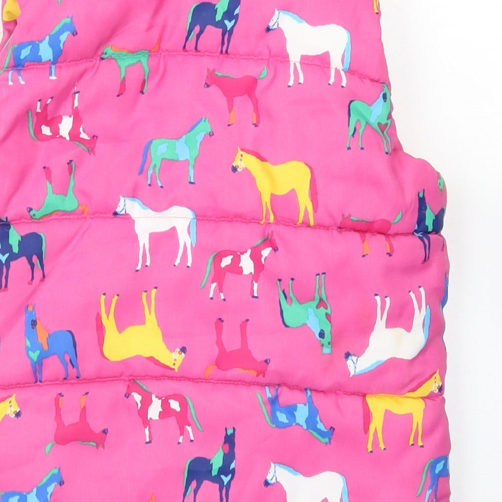 Joules Girls Pink Gilet Coat Size 7 Years Zip - Horse Print