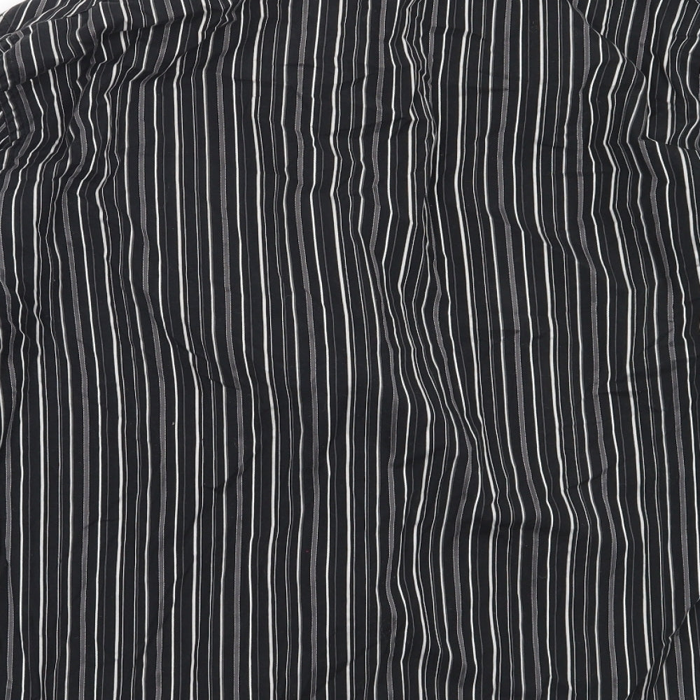 NEXT Mens Black Striped Cotton Button-Up Size L Collared