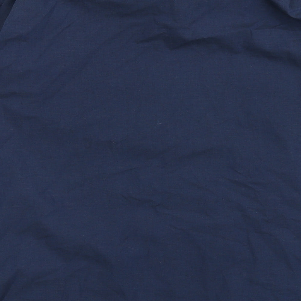 Marks and Spencer Mens Blue Cotton Button-Up Size 16 Collared Button