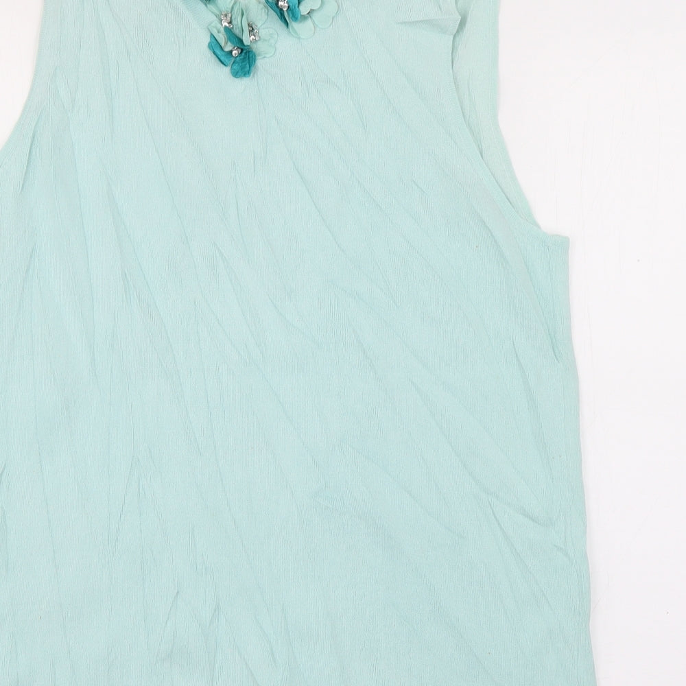 Casamia Womens Blue Viscose Basic T-Shirt Size L V-Neck
