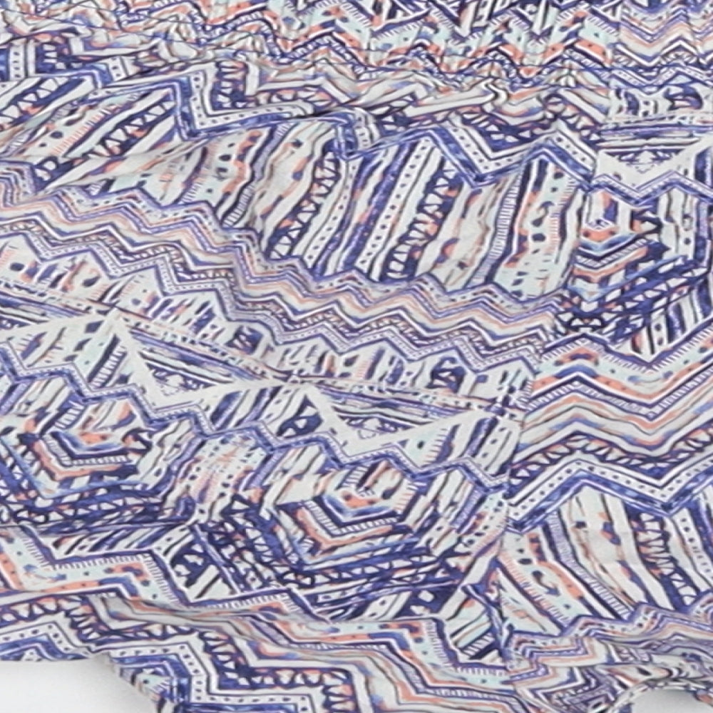 Matalan Womens Blue Geometric Cotton Hot Pants Shorts Size S Regular Drawstring - Pyjama Shorts
