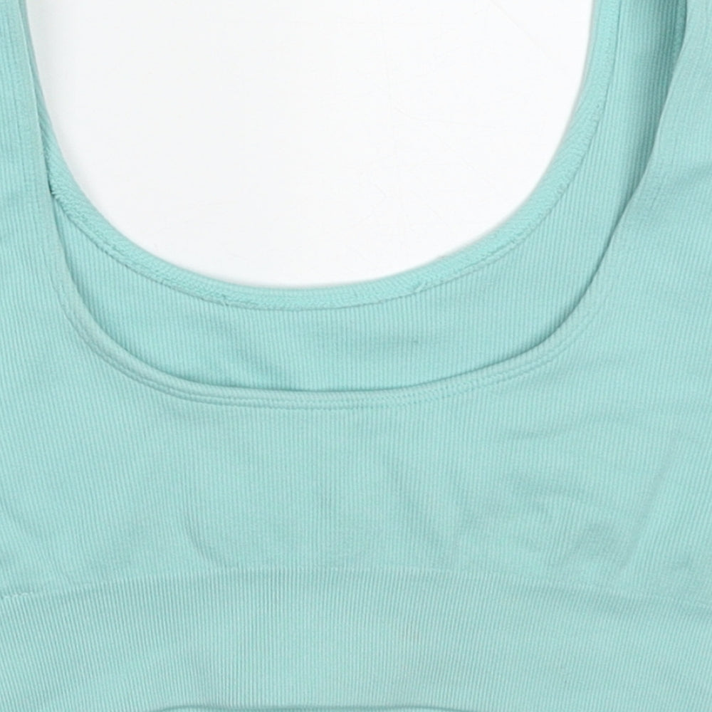 HXME Womens Blue Nylon Cropped Tank Size M Round Neck Pullover - Sports Bra