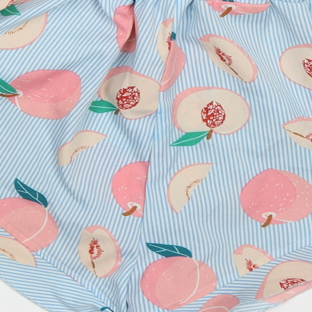 SheIn Womens Multicoloured Striped Polyester Mom Shorts Size M Regular - Peach Pyjama Shorts