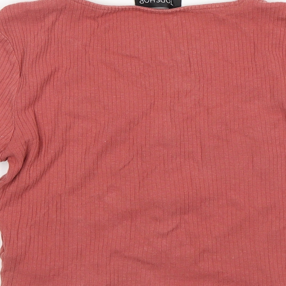 Topshop Girls Pink Cotton Cropped T-Shirt Size 10 Years Scoop Neck