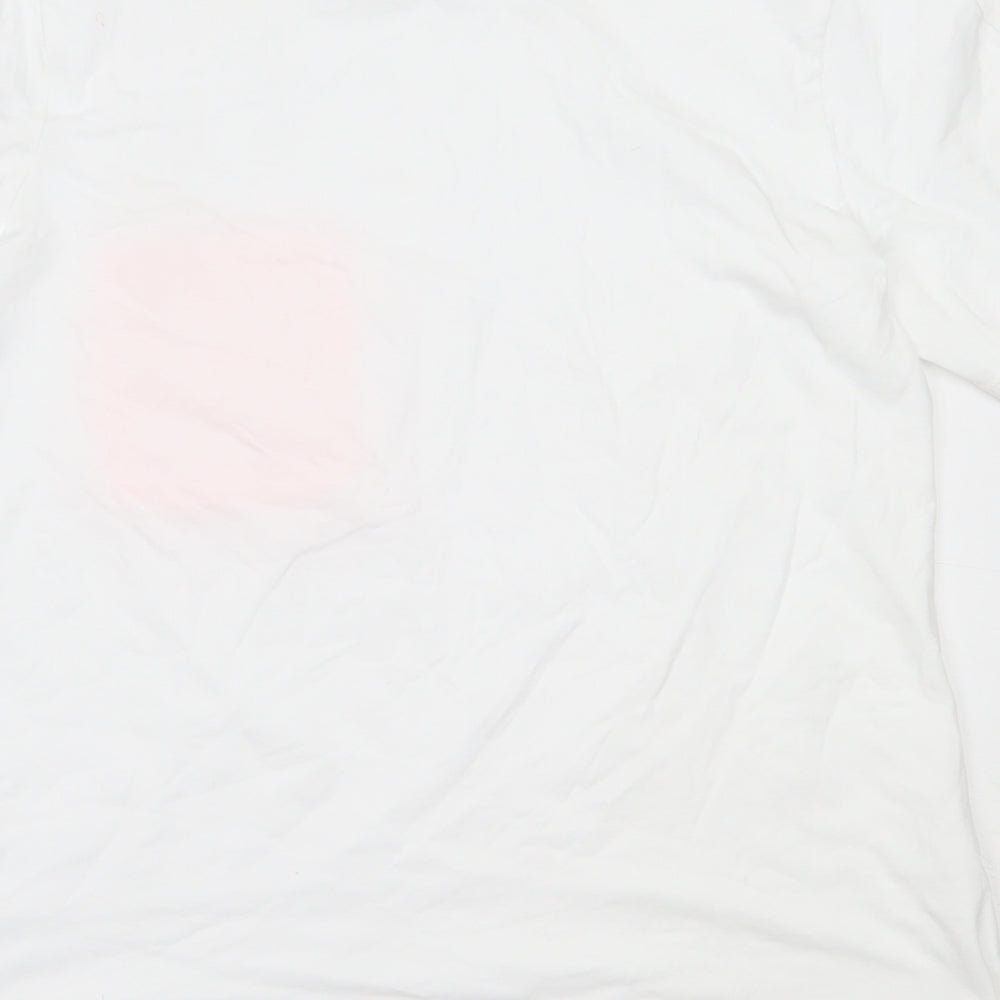 Savior Womens White Cotton Basic T-Shirt Size M Round Neck