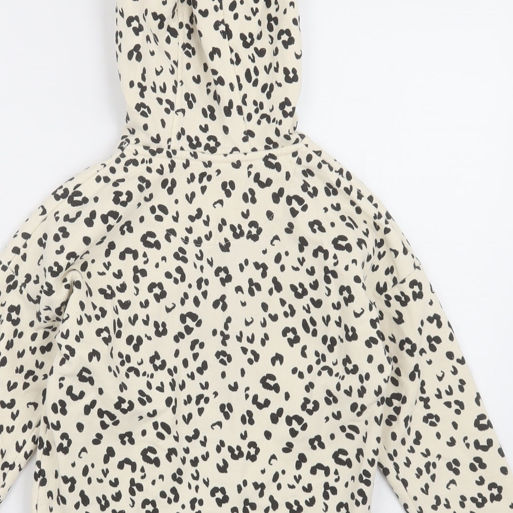 sainsburys Girls Beige Animal Print Cotton Full Zip Hoodie Size 6 Years Zip
