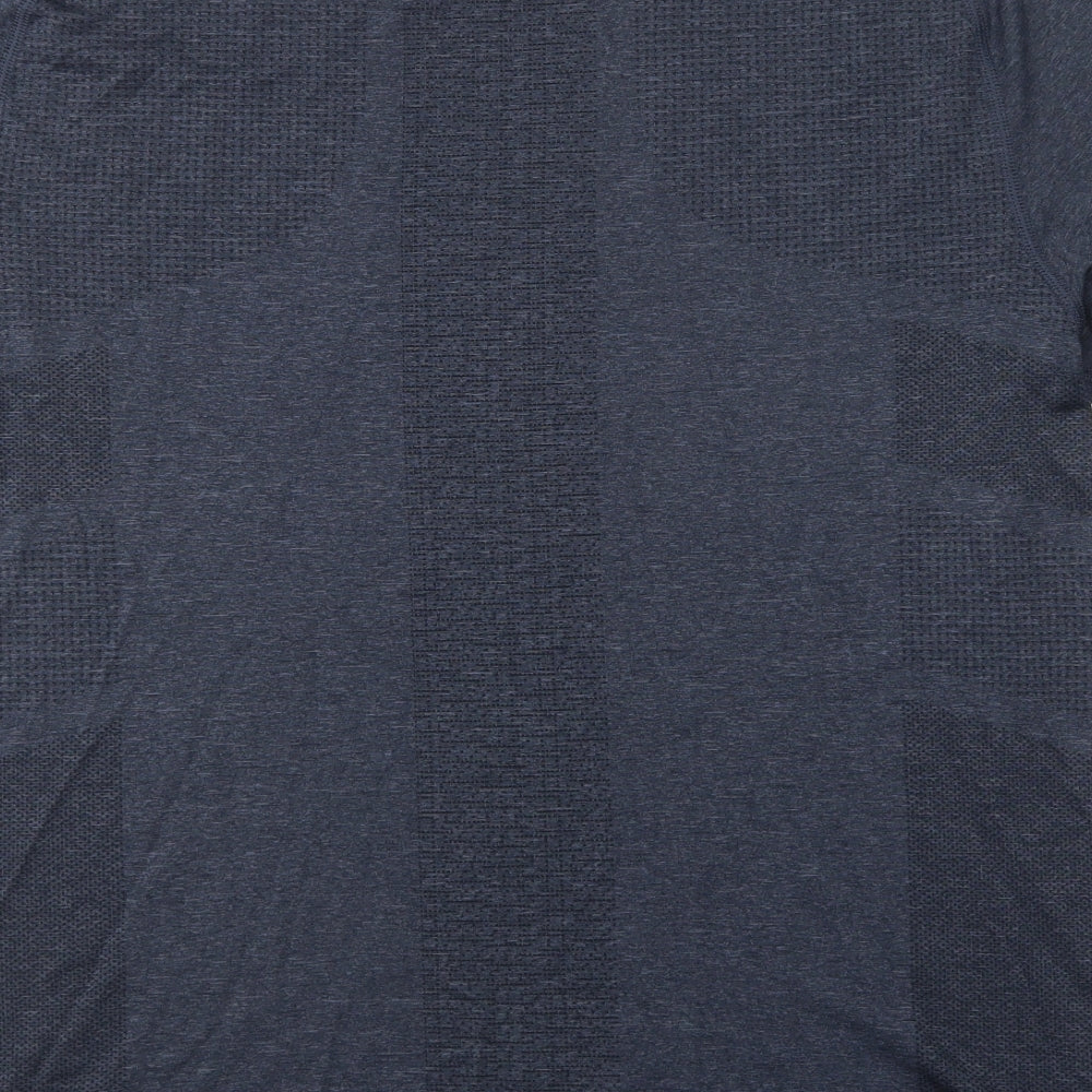 Good Move Mens Blue Geometric Polyester Basic T-Shirt Size XL Crew Neck