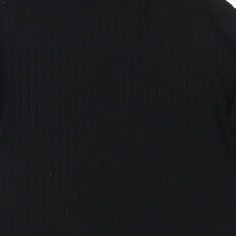 TU Womens Black Polyester Basic T-Shirt Size 8 Mock Neck