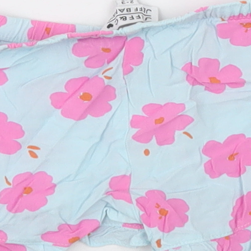jeff &co Girls Blue Floral Cotton Sleep Shorts Size 2-3 Years