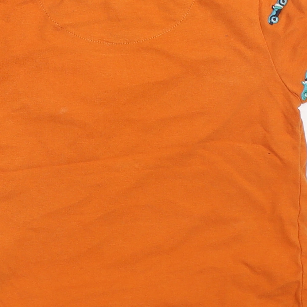 Ted Baker Boys Orange Cotton Basic T-Shirt Size 2-3 Years Crew Neck Pullover - Racecars