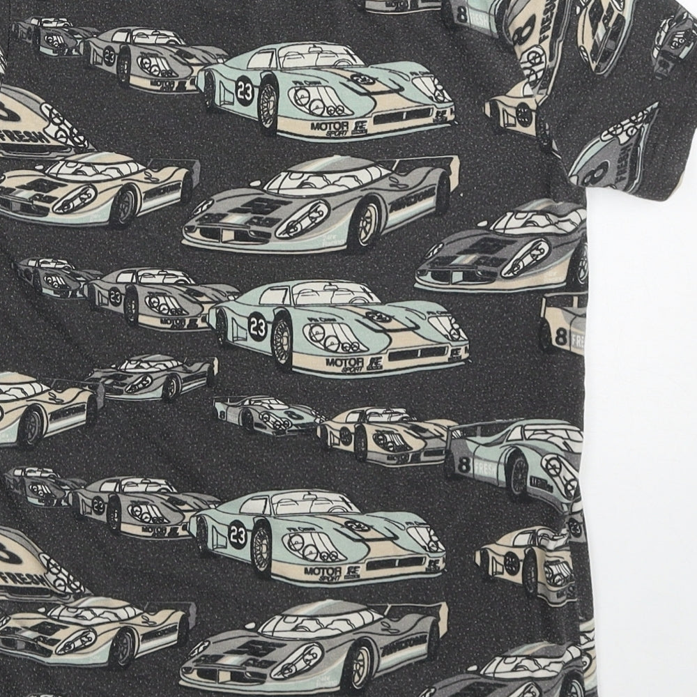 TU Boys Grey Cotton Basic T-Shirt Size 8 Years Crew Neck Pullover - Cars