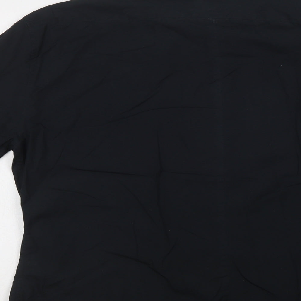 NEXT Mens Black Cotton Dress Shirt Size M Collared Button