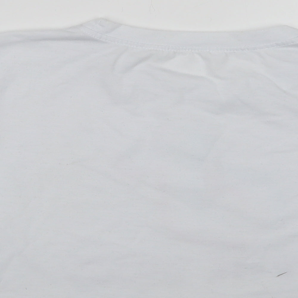 Preworn Womens White Polyester Cropped T-Shirt Size XS Crew Neck - Tik Tok