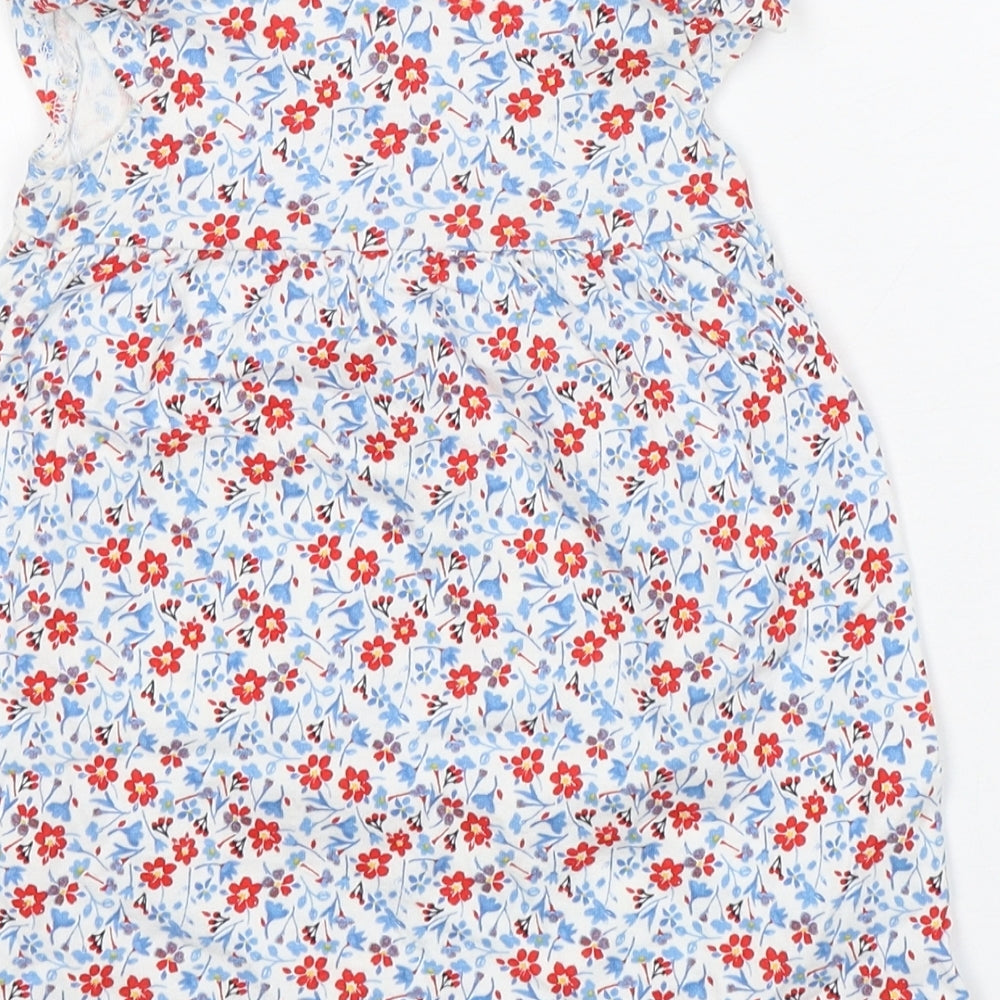 George Girls Multicoloured Floral Cotton A-Line Size 9-12 Months Round Neck