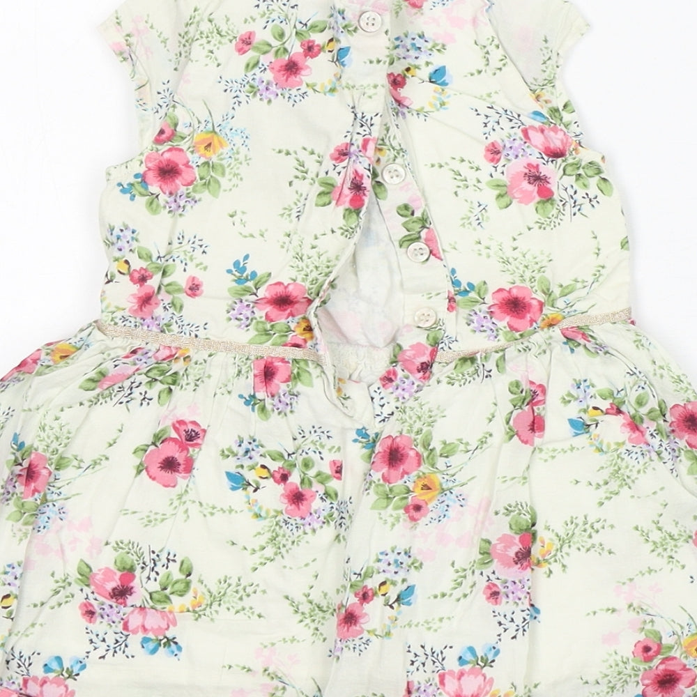 NEXT Girls Multicoloured Floral Cotton A-Line Size 12-18 Months Round Neck