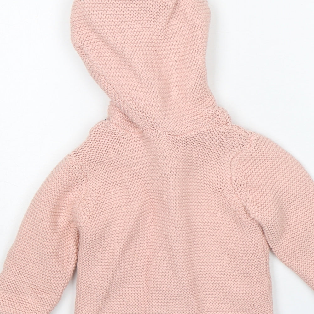 F&F Girls Pink Cotton Cardigan Jumper Size 3-6 Months