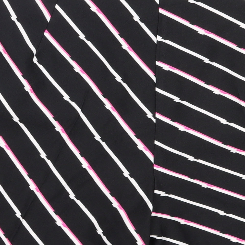 F&F Womens Black Striped Polyester Hot Pants Shorts Size 16 Regular