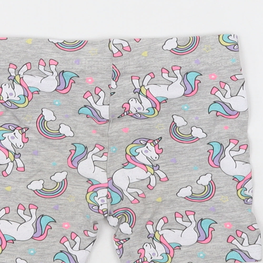 pep&co Girls Grey Geometric Cotton Bermuda Shorts Size 2-3 Years Regular - unicorn print