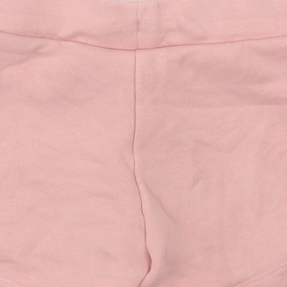 adidas Girls Pink Striped Cotton Sweat Shorts Size 5-6 Years Regular Tie