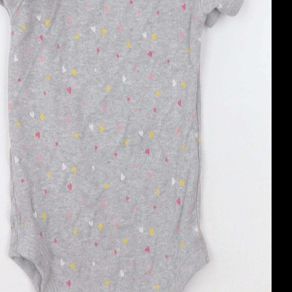 Matalan Girls Grey Polka Dot Cotton Babygrow One-Piece Size 18-24 Months Button - Heart pattern
