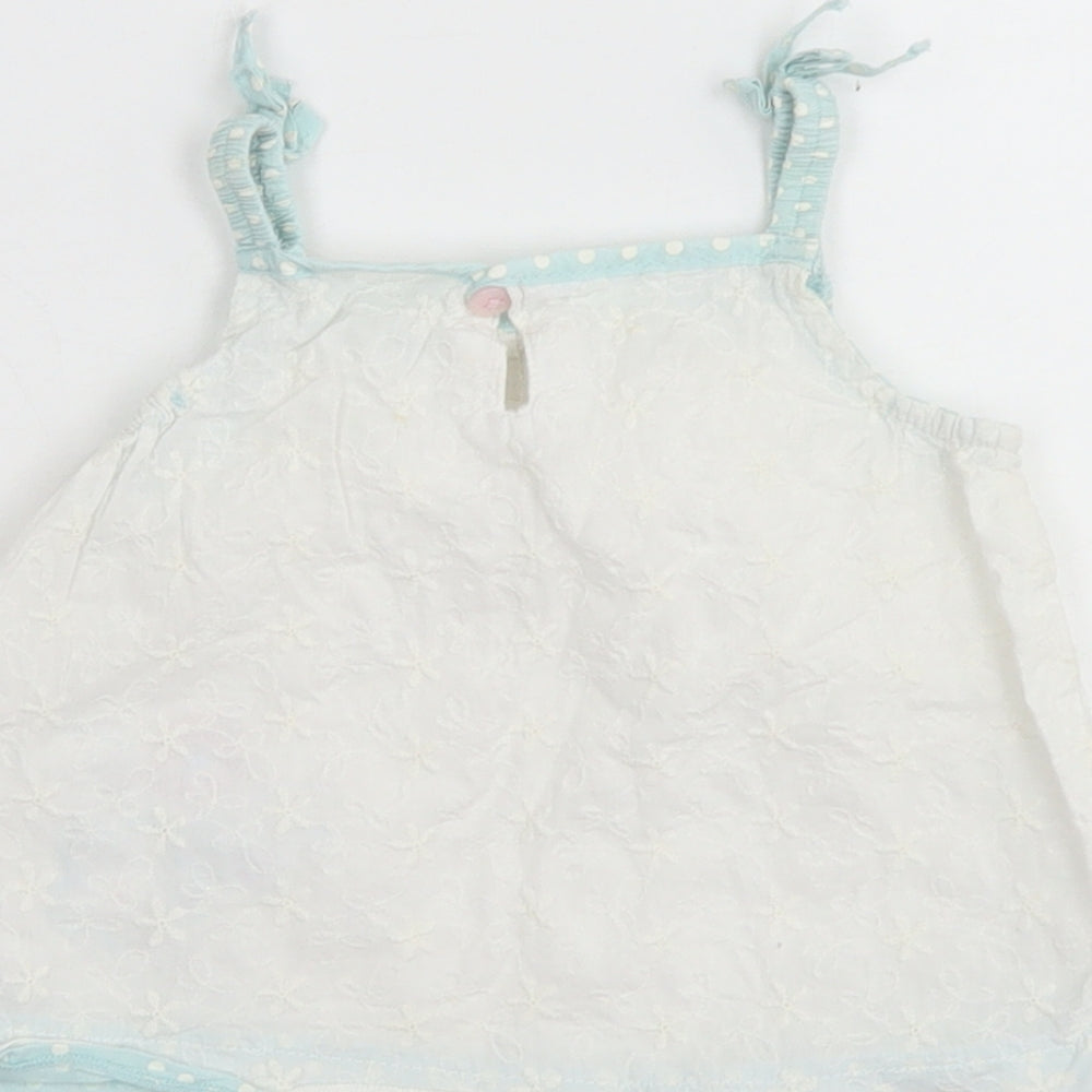Baby Boutique Girls White Cotton Camisole Blouse Size 12-18 Months Square Neck