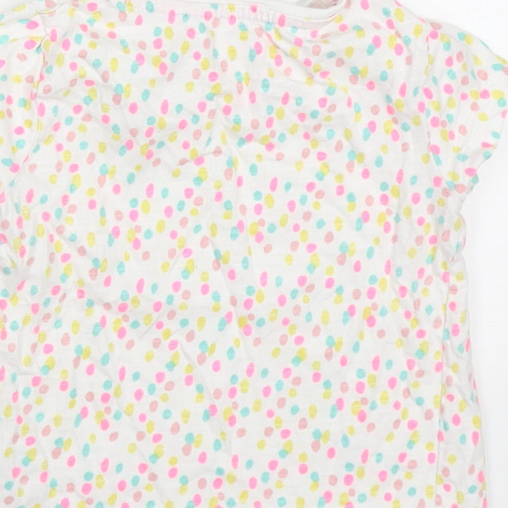 F&F Girls Multicoloured Polka Dot Cotton Basic T-Shirt Size 18-24 Months Round Neck Pullover