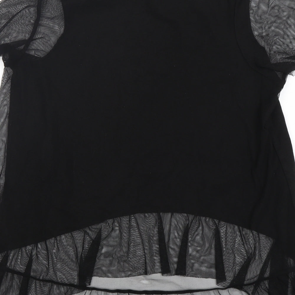 River Island Womens Black Polyester Basic T-Shirt Size 10 Round Neck