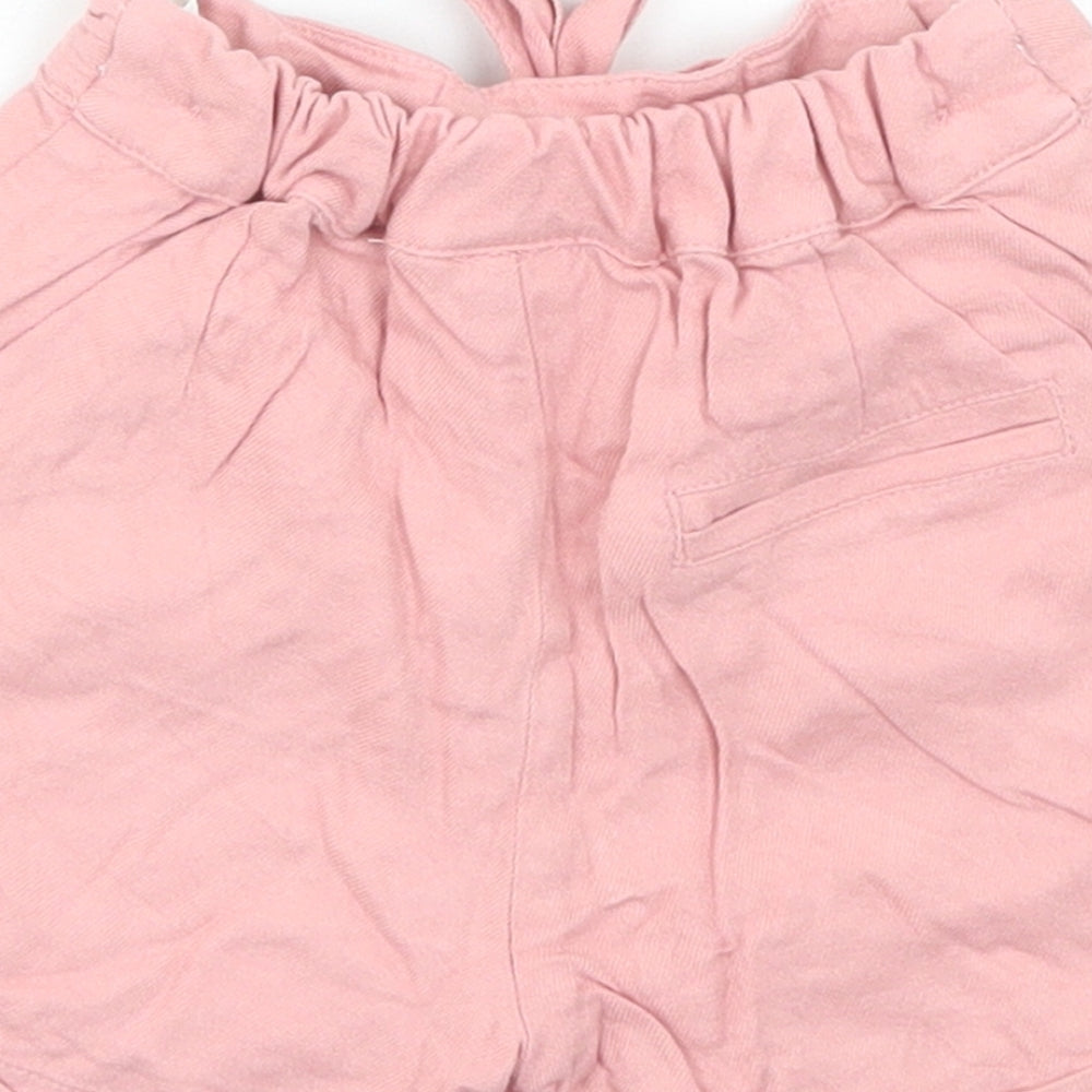 M&S Girls Pink Viscose Cropped Trousers Size 9-12 Months Tie