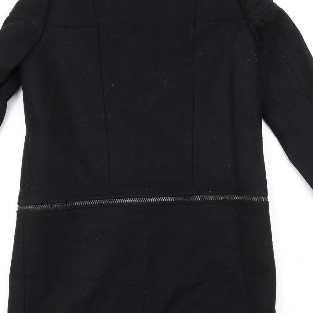 Les Petites Womens Black Overcoat Coat Size M Button - removable zip