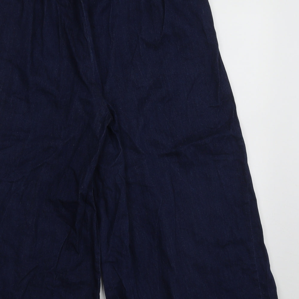 Preworn Womens Blue Cotton Cropped Trousers Size 28 L20 in Regular Buckle