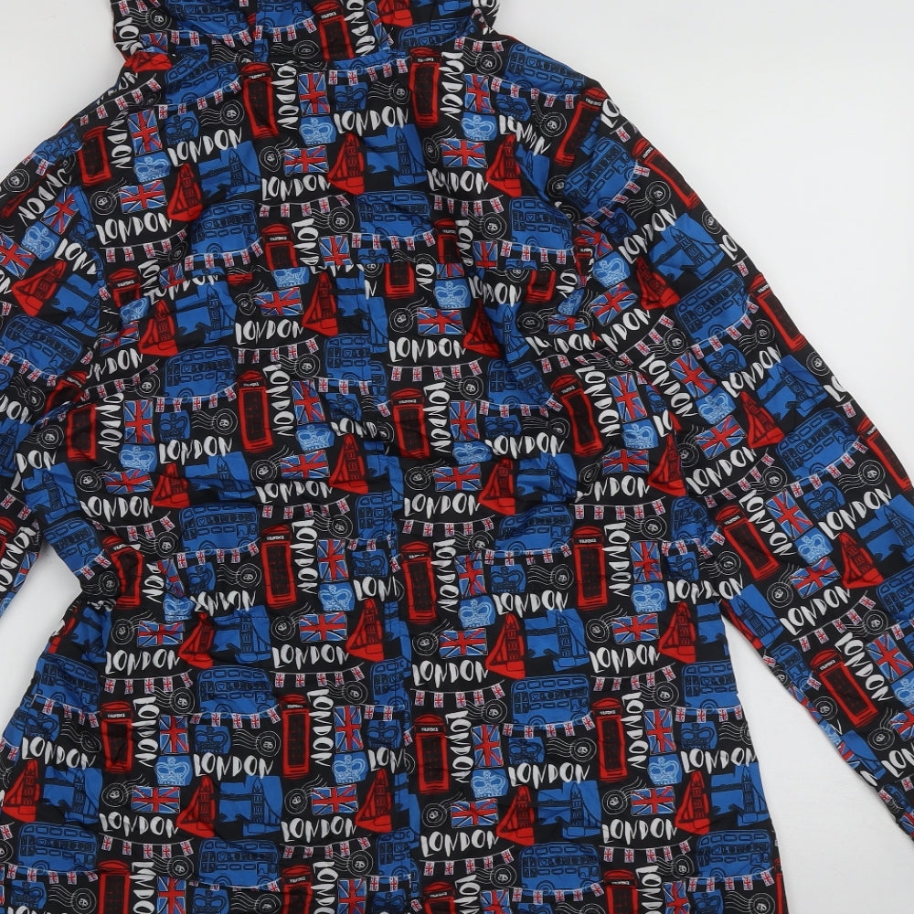 Atmosphere Womens Blue Geometric Jacket Size 8 Zip