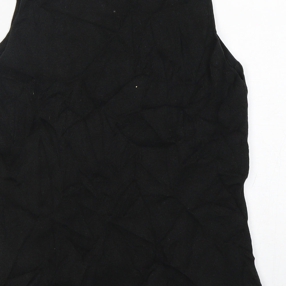 Lyn's Womens Black Polyester Basic Tank Size L Square Neck