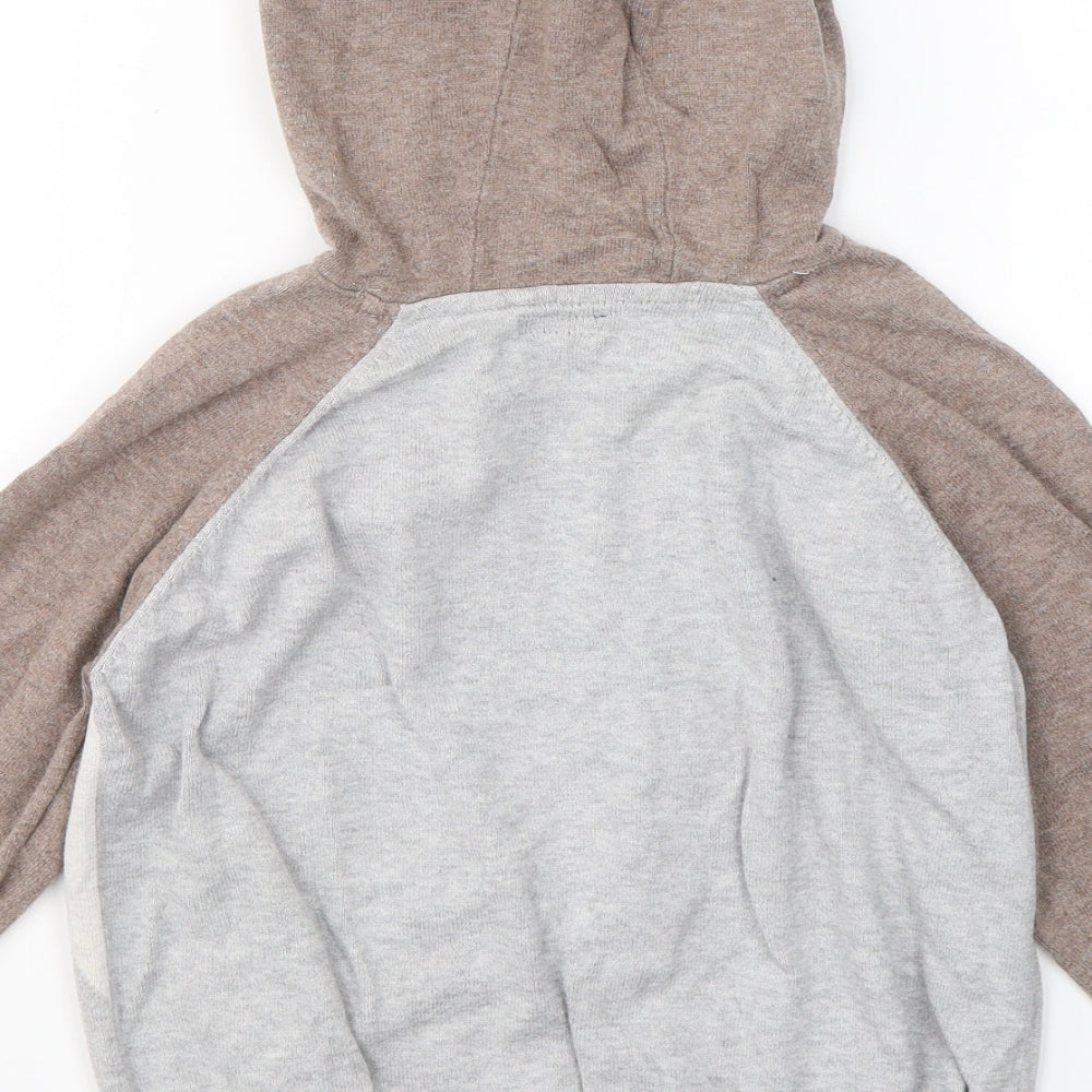 NEXT Boys Beige Round Neck Cotton Pullover Jumper Size 6-7 Years - Monkey