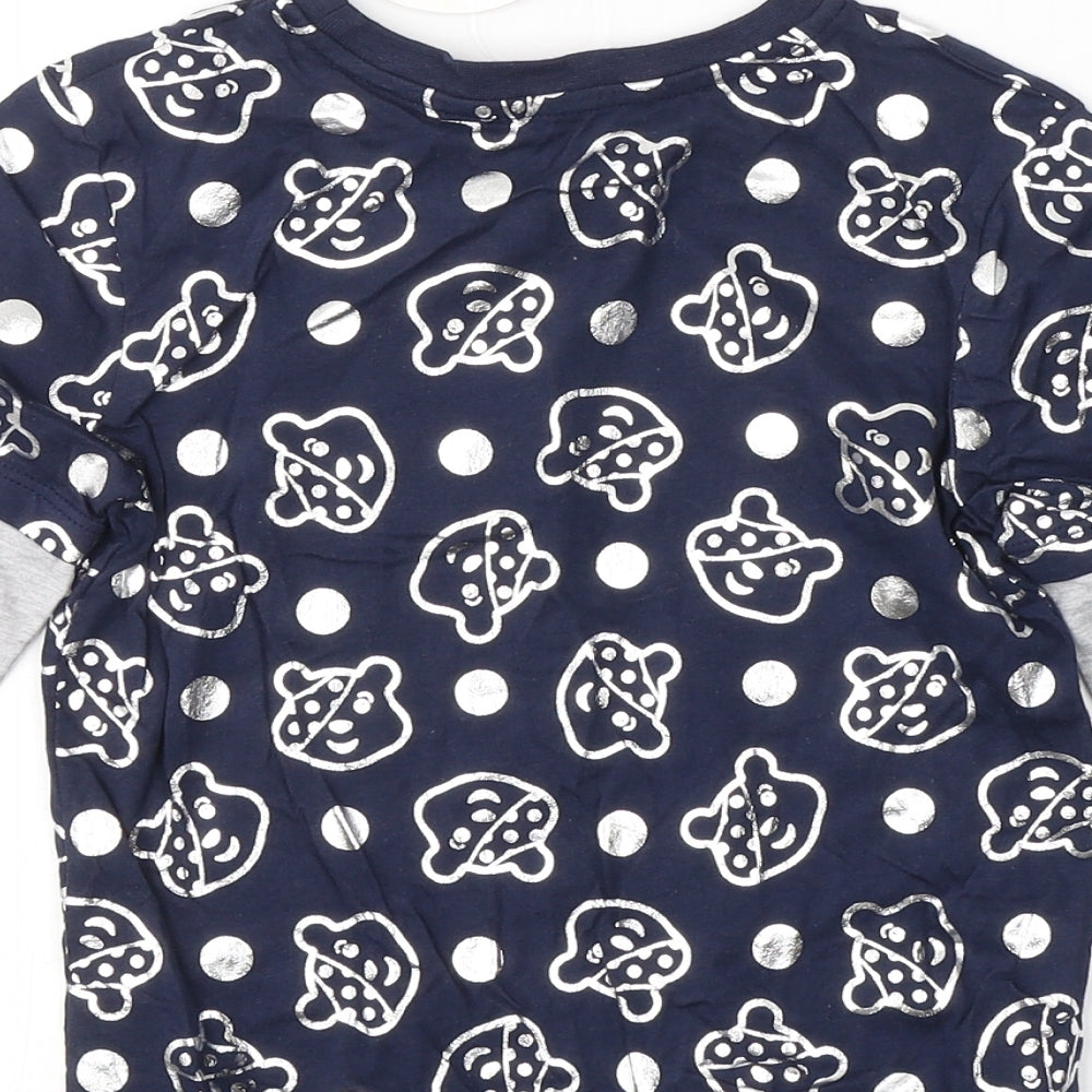 George Boys Blue Spotted Cotton Basic Casual Size 4-5 Years Round Neck - Pudsey