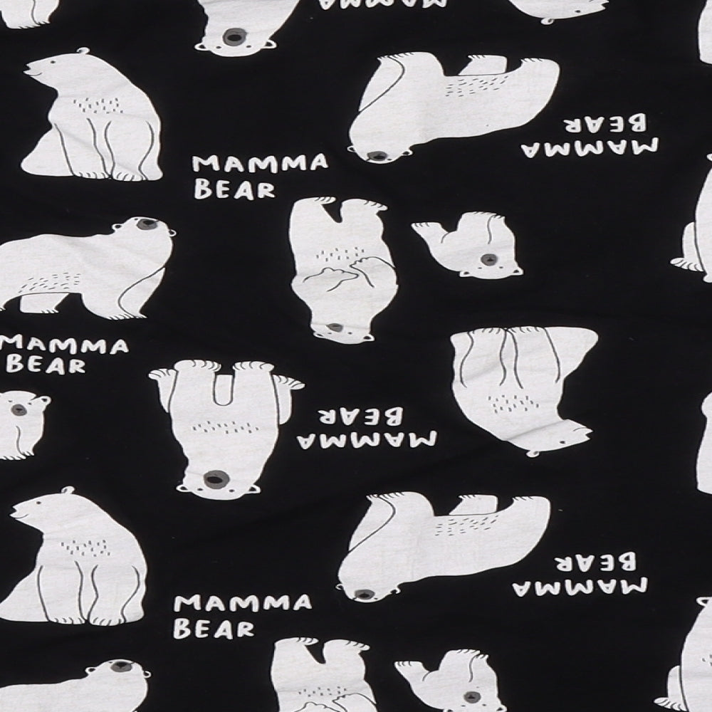 Time To Dream Womens Black Solid Cotton Top Pyjama Top Size M - Mama Polar bear