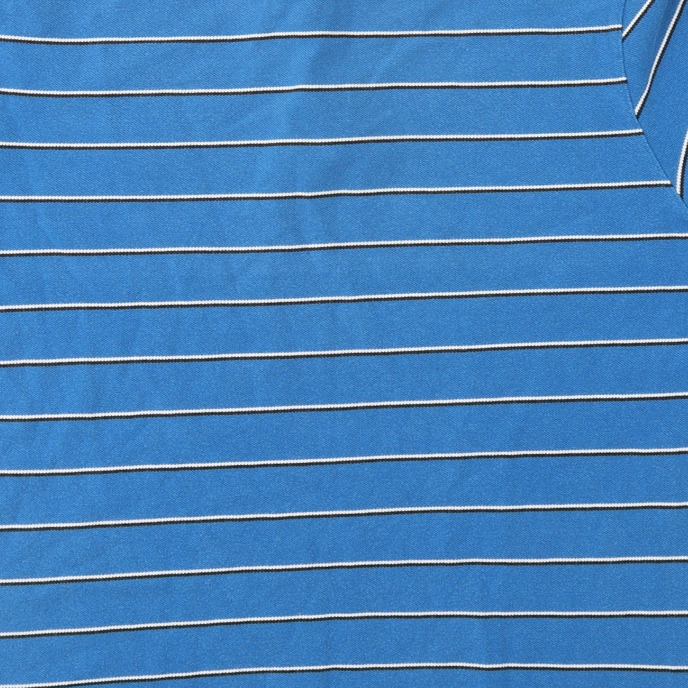Easy Mens Blue Striped Cotton Polo Size L Collared