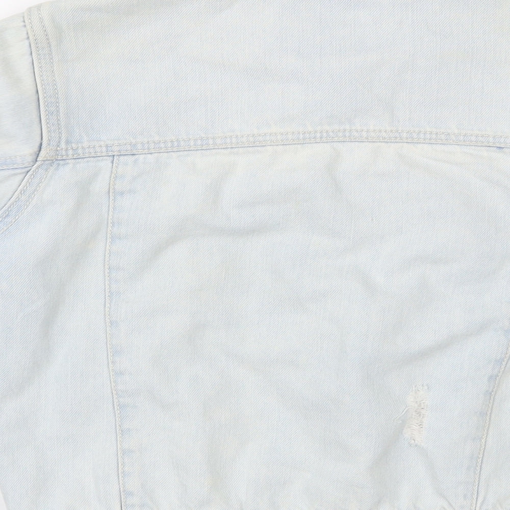 NEXT Girls Blue Jacket Size 16 Years Button - Destressed