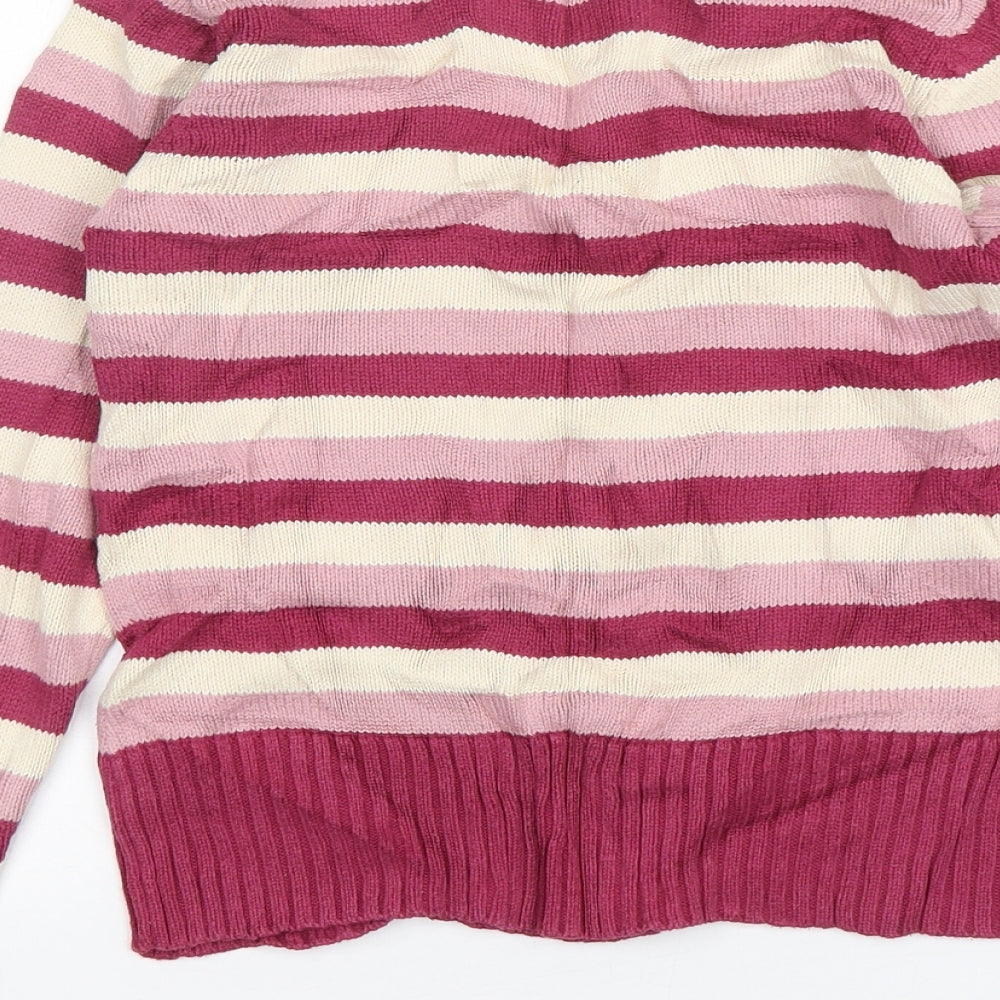 Cherokee Womens Multicoloured V-Neck Striped Cotton Pullover Jumper Size 10